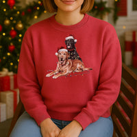 Load image into Gallery viewer, Christmas Fox Red &amp; Black Labrador Sweatshirt, Christmas Lights Dogs
