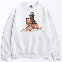 Load image into Gallery viewer, Christmas Fox Red &amp; Black Labrador Sweatshirt, Christmas Lights Dogs

