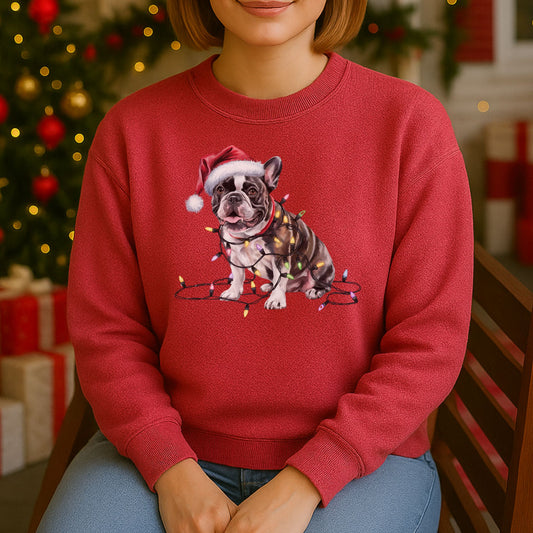 Christmas French Bulldog Sweatshirt, Christmas Lights Dog