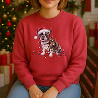 Load image into Gallery viewer, Christmas French Bulldog Sweatshirt, Christmas Lights Dog
