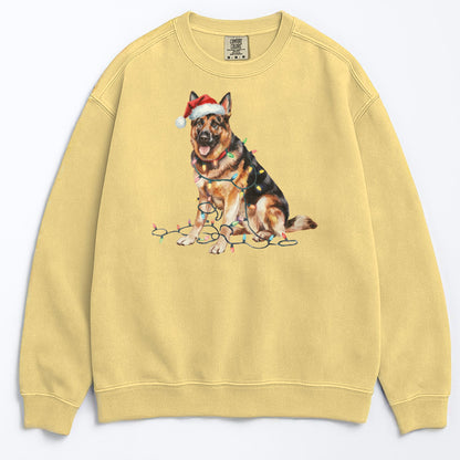 Christmas German Shepherd Sweatshirt, Christmas Lights Dog