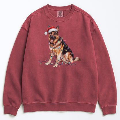 Christmas German Shepherd Sweatshirt, Christmas Lights Dog