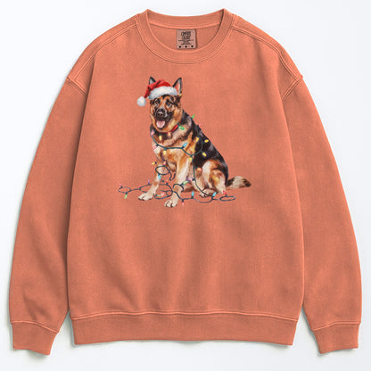 Christmas German Shepherd Sweatshirt, Christmas Lights Dog