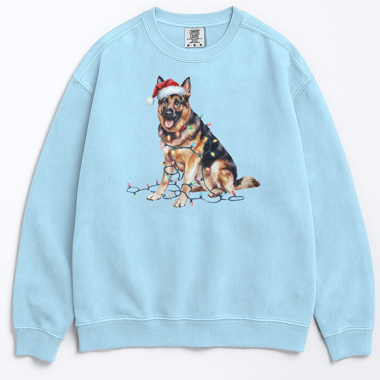 Christmas German Shepherd Sweatshirt, Christmas Lights Dog