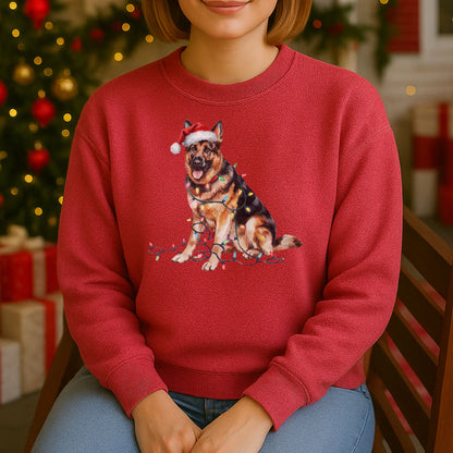 Christmas German Shepherd Sweatshirt, Christmas Lights Dog