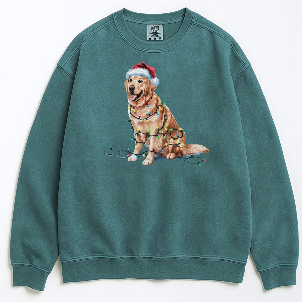 Christmas Golden Retriever Sweatshirt, Christmas Lights Dog