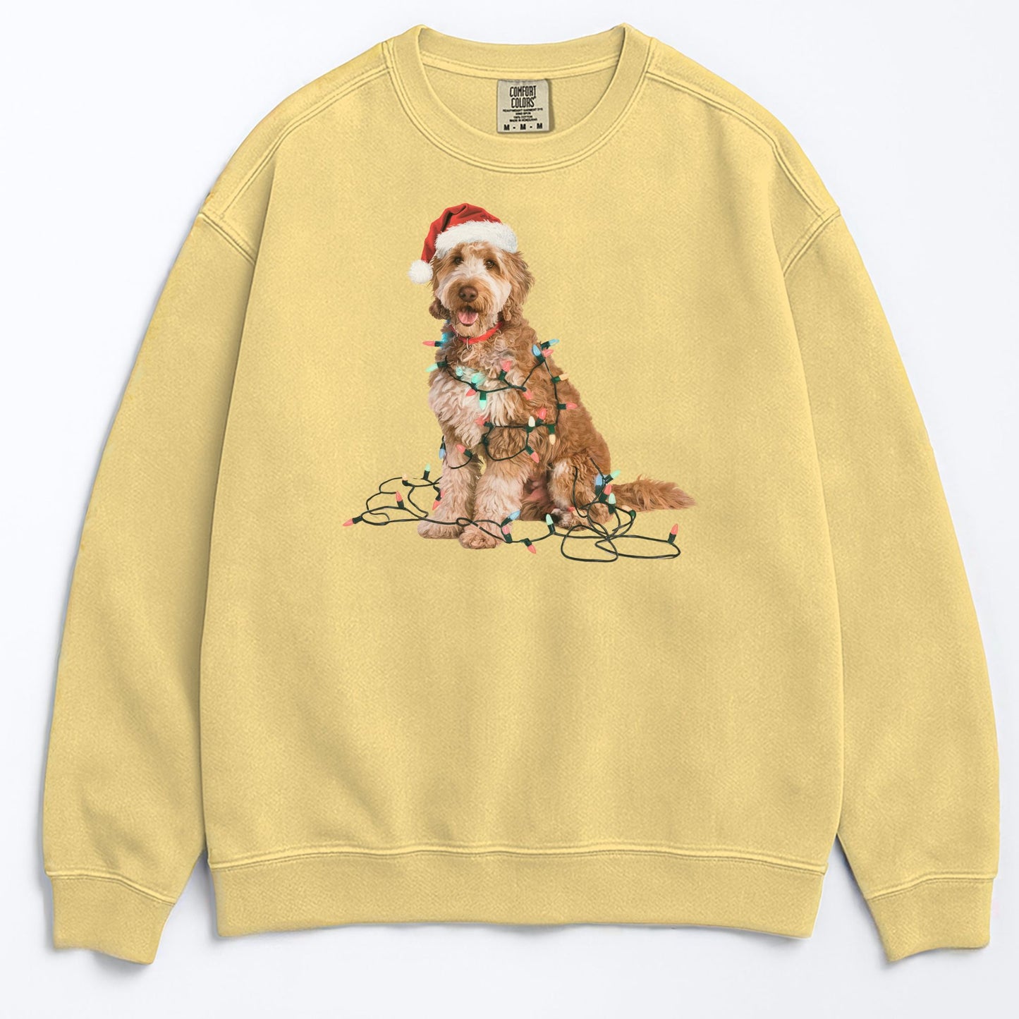 Christmas Goldendoodle Sweatshirt, Christmas Lights Dog