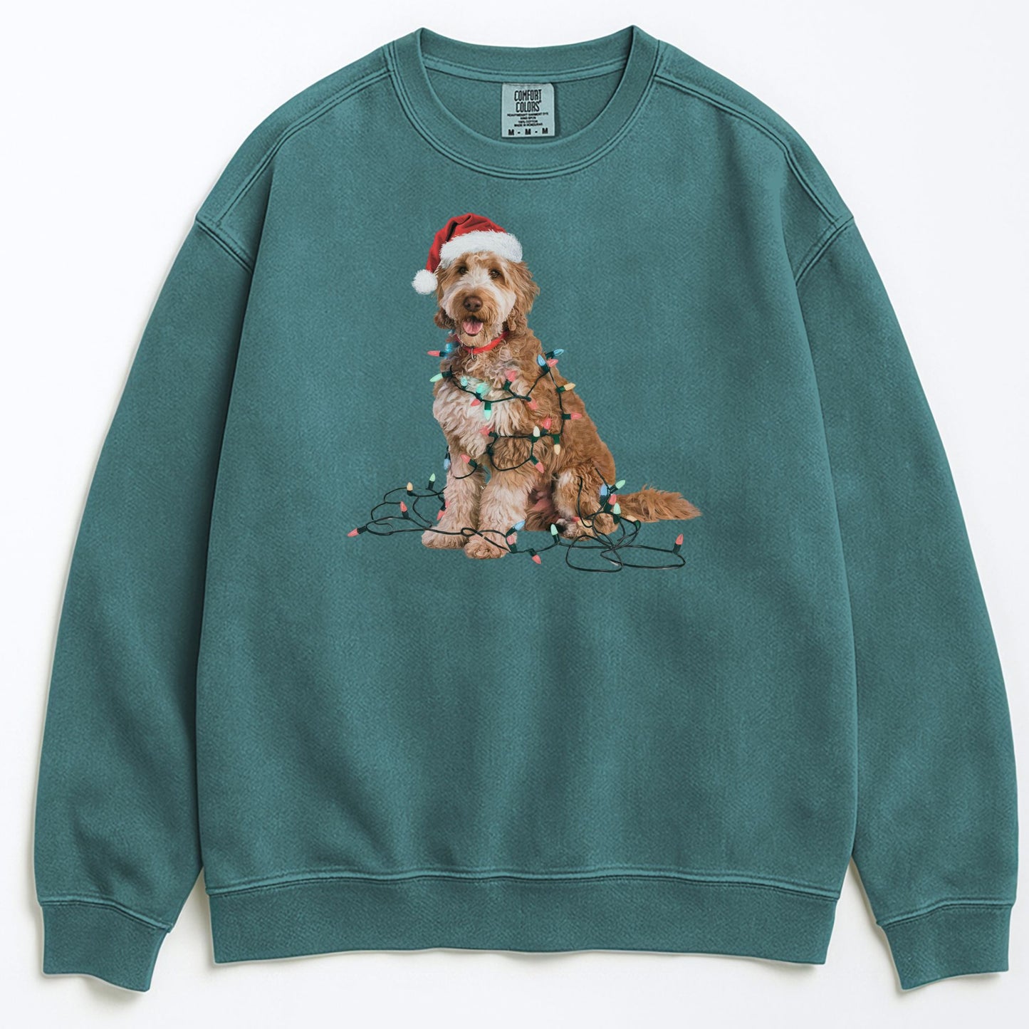 Christmas Goldendoodle Sweatshirt, Christmas Lights Dog