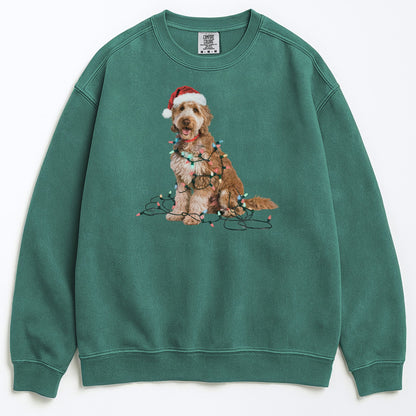 Christmas Goldendoodle Sweatshirt, Christmas Lights Dog