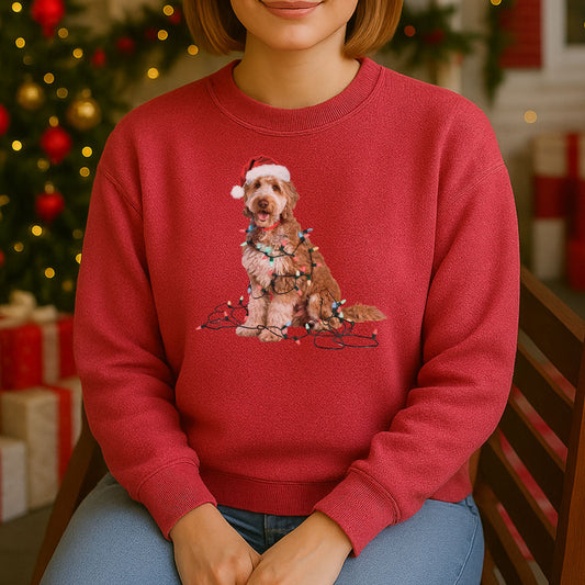 Christmas Goldendoodle Sweatshirt, Christmas Lights Dog