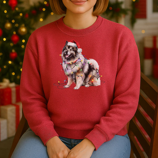 Christmas Keeshond Sweatshirt, Christmas Lights Dog