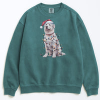 Load image into Gallery viewer, Christmas Kuvasz Sweatshirt, Christmas Lights Dogs
