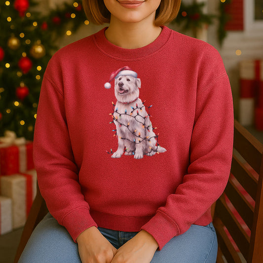 Christmas Kuvasz Sweatshirt, Christmas Lights Dogs