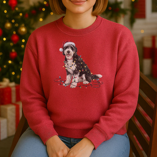 Christmas Labradoodle Sweatshirt, Christmas Lights Dog
