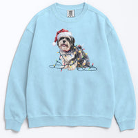 Load image into Gallery viewer, Christmas Lhasa Apso Sweatshirt, Christmas Lights Dog
