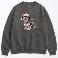 Load image into Gallery viewer, Christmas Lhasa Apso Sweatshirt, Christmas Lights Dog
