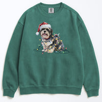 Load image into Gallery viewer, Christmas Lhasa Apso Sweatshirt, Christmas Lights Dog
