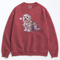 Load image into Gallery viewer, Christmas Maltese Sweatshirt, Christmas Lights Dog
