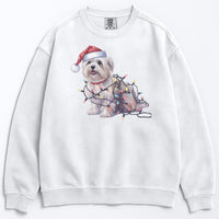 Load image into Gallery viewer, Christmas Maltese Sweatshirt, Christmas Lights Dog
