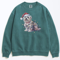 Load image into Gallery viewer, Christmas Maltese Sweatshirt, Christmas Lights Dog
