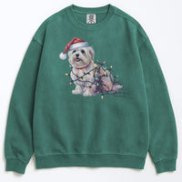 Load image into Gallery viewer, Christmas Maltese Sweatshirt, Christmas Lights Dog

