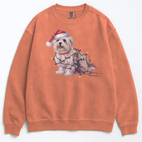 Load image into Gallery viewer, Christmas Maltese Sweatshirt, Christmas Lights Dog

