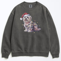 Load image into Gallery viewer, Christmas Maltese Sweatshirt, Christmas Lights Dog
