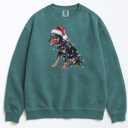 Christmas Miniature Pinscher Sweatshirt, Christmas Lights Dog