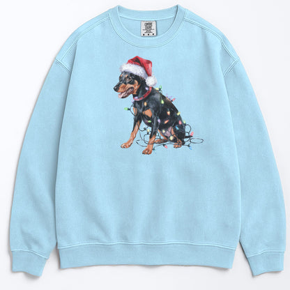 Christmas Miniature Pinscher Sweatshirt, Christmas Lights Dog