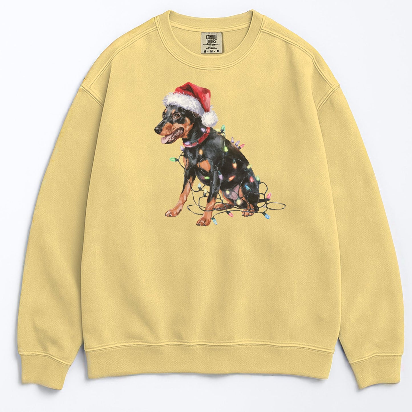 Christmas Miniature Pinscher Sweatshirt, Christmas Lights Dog