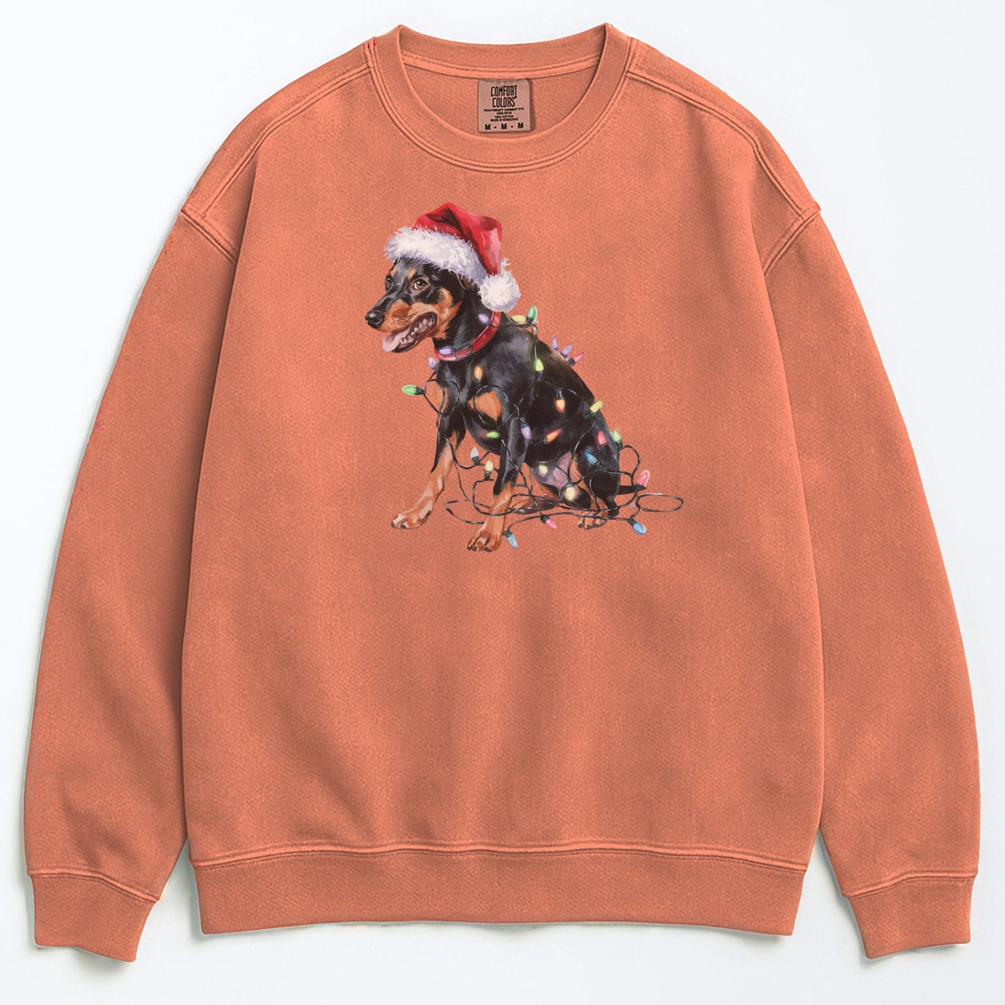 Christmas Miniature Pinscher Sweatshirt, Christmas Lights Dog
