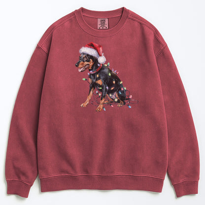 Christmas Miniature Pinscher Sweatshirt, Christmas Lights Dog