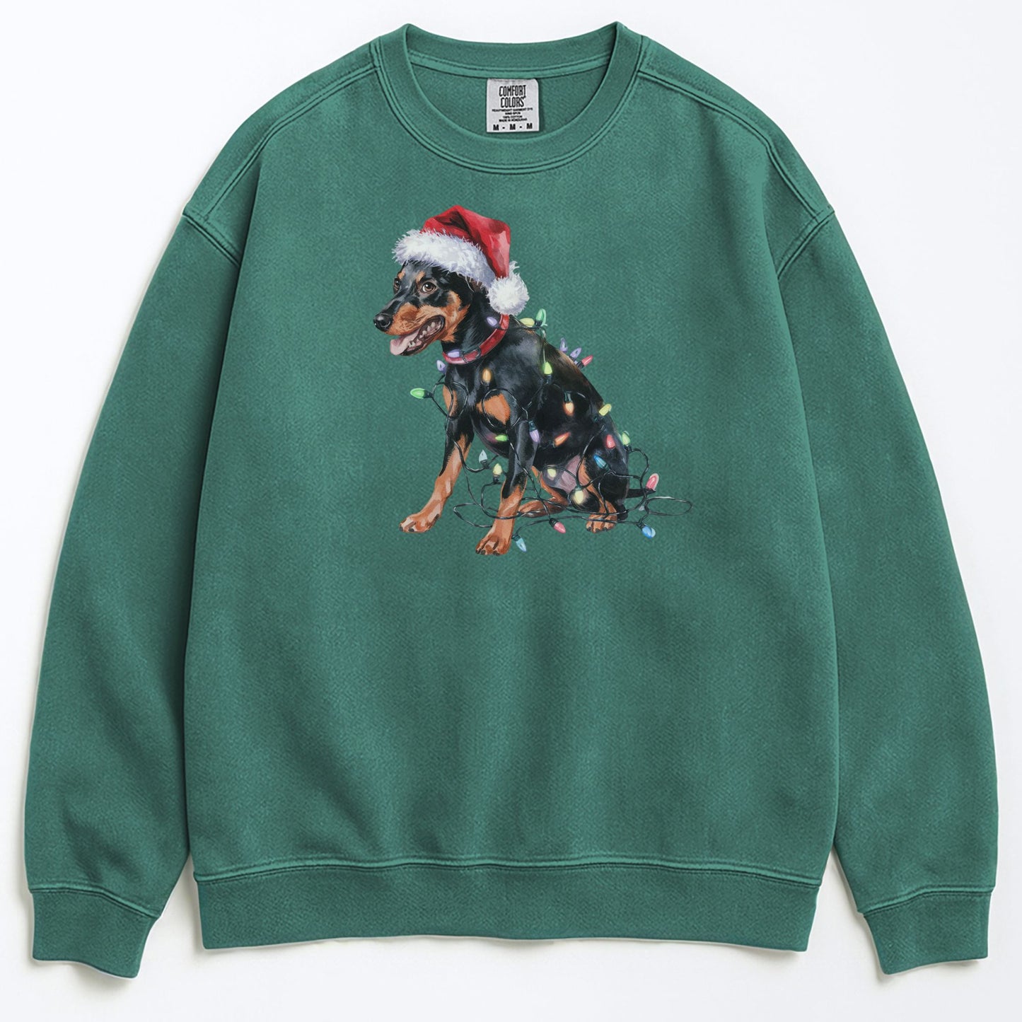 Christmas Miniature Pinscher Sweatshirt, Christmas Lights Dog