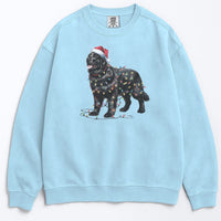 Load image into Gallery viewer, Christmas Black Newfoundland Sweatshirt, Christmas Lights Dog
