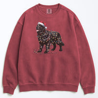 Load image into Gallery viewer, Christmas Black Newfoundland Sweatshirt, Christmas Lights Dog
