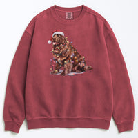 Load image into Gallery viewer, Christmas Brown Newfoundland Sweatshirt, Christmas Lights Dog
