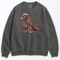 Load image into Gallery viewer, Christmas Brown Newfoundland Sweatshirt, Christmas Lights Dog
