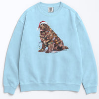Load image into Gallery viewer, Christmas Brown Newfoundland Sweatshirt, Christmas Lights Dog
