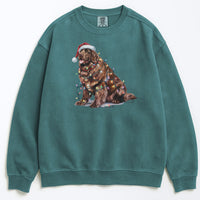 Load image into Gallery viewer, Christmas Brown Newfoundland Sweatshirt, Christmas Lights Dog
