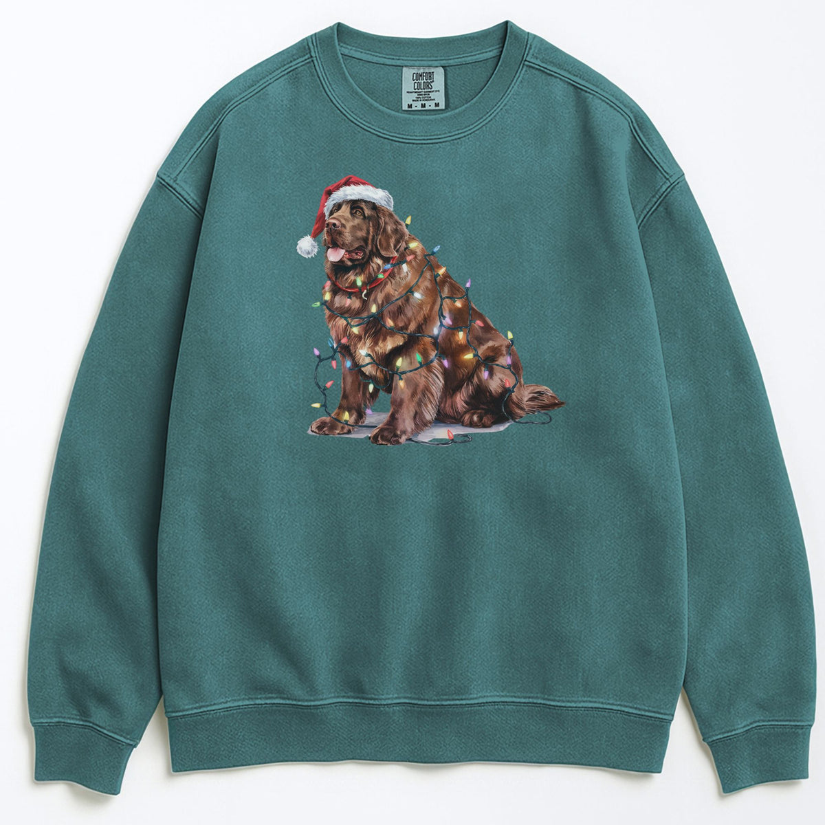 Christmas Brown Newfoundland Sweatshirt, Christmas Lights Dog