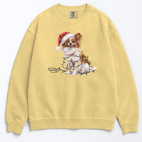 Load image into Gallery viewer, Christmas Papillon Sweatshirt, Christmas Lights Dog
