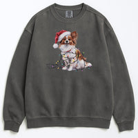 Load image into Gallery viewer, Christmas Papillon Sweatshirt, Christmas Lights Dog
