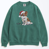 Load image into Gallery viewer, Christmas Papillon Sweatshirt, Christmas Lights Dog
