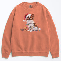 Load image into Gallery viewer, Christmas Papillon Sweatshirt, Christmas Lights Dog

