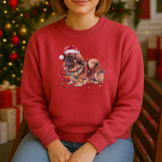Christmas Pekingese Sweatshirt, Christmas Lights Dog