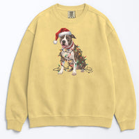 Load image into Gallery viewer, Christmas Pitbull Sweatshirt, Christmas Lights Dog
