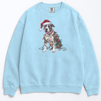 Load image into Gallery viewer, Christmas Pitbull Sweatshirt, Christmas Lights Dog
