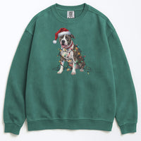 Load image into Gallery viewer, Christmas Pitbull Sweatshirt, Christmas Lights Dog
