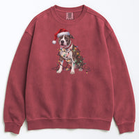 Load image into Gallery viewer, Christmas Pitbull Sweatshirt, Christmas Lights Dog
