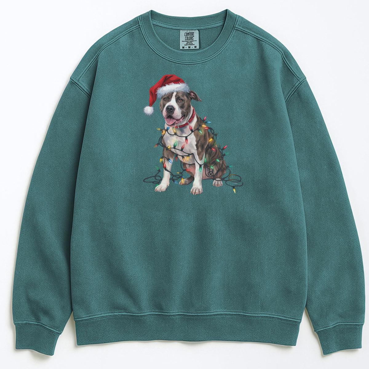 Christmas Pitbull Sweatshirt, Christmas Lights Dog